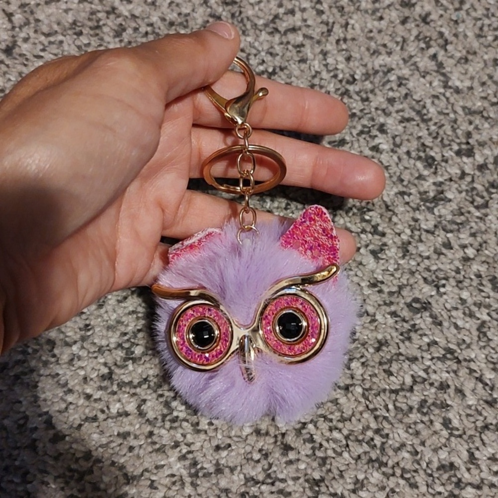 Owl Keychain with Gold Accents